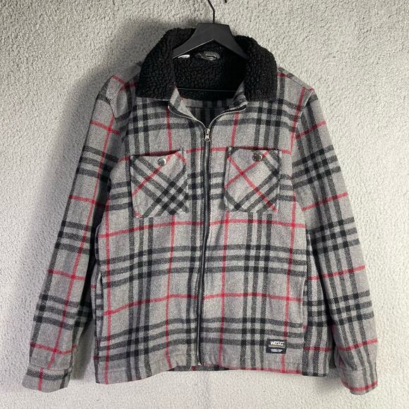 WeSC Unisex Plaid Fleece-Lined Full-Zip Shirt Jacket Size M Multicolor - Picture 4 of 11